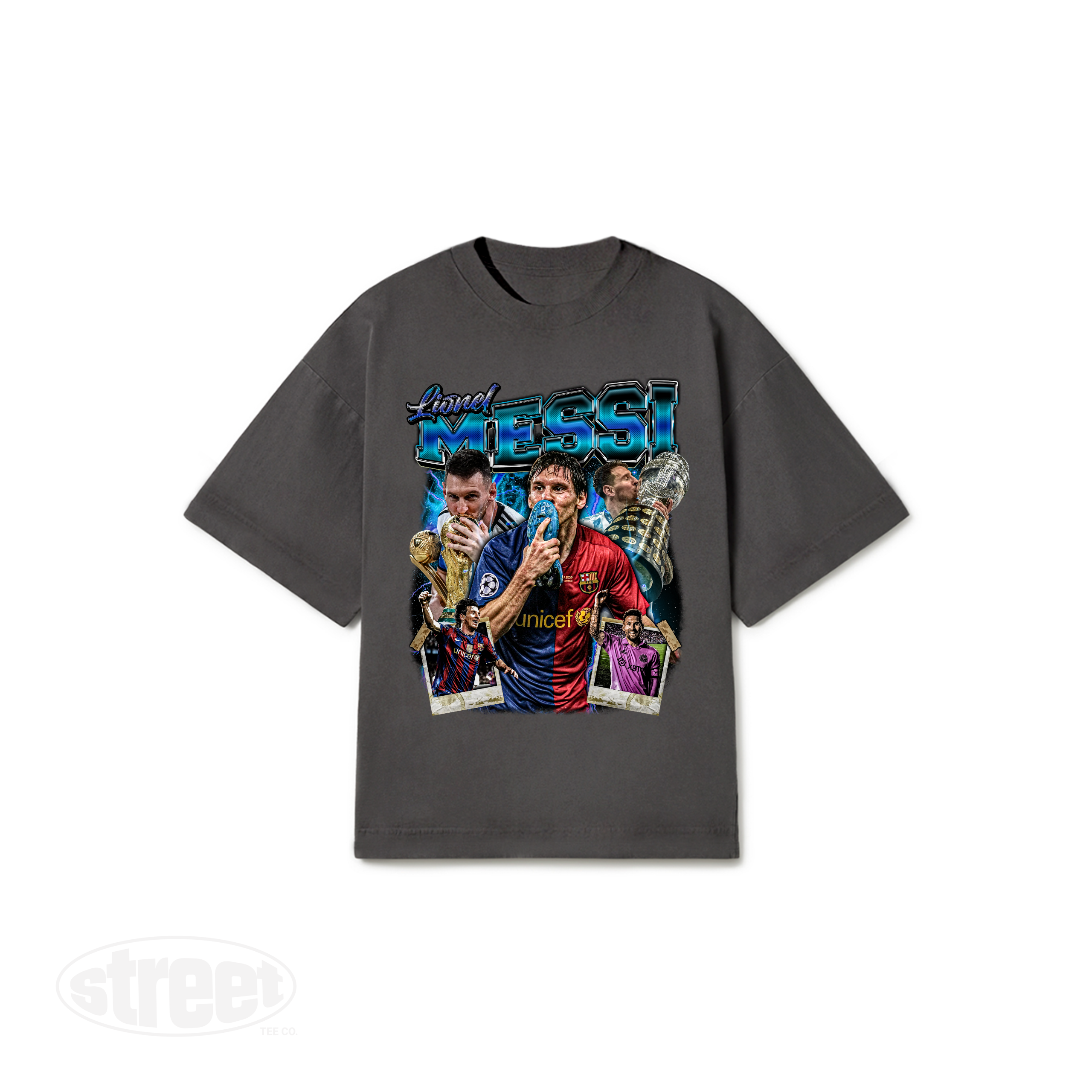 CAMISETA BOXY OVERSIZED MESSI ARGENTINA PREMIUM BOOTLEG