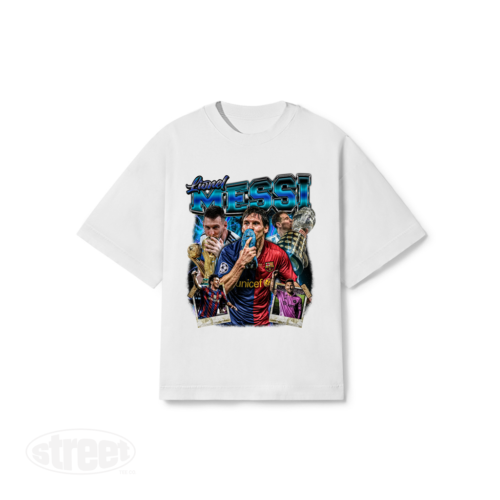 CAMISETA BOXY OVERSIZED MESSI ARGENTINA PREMIUM BOOTLEG
