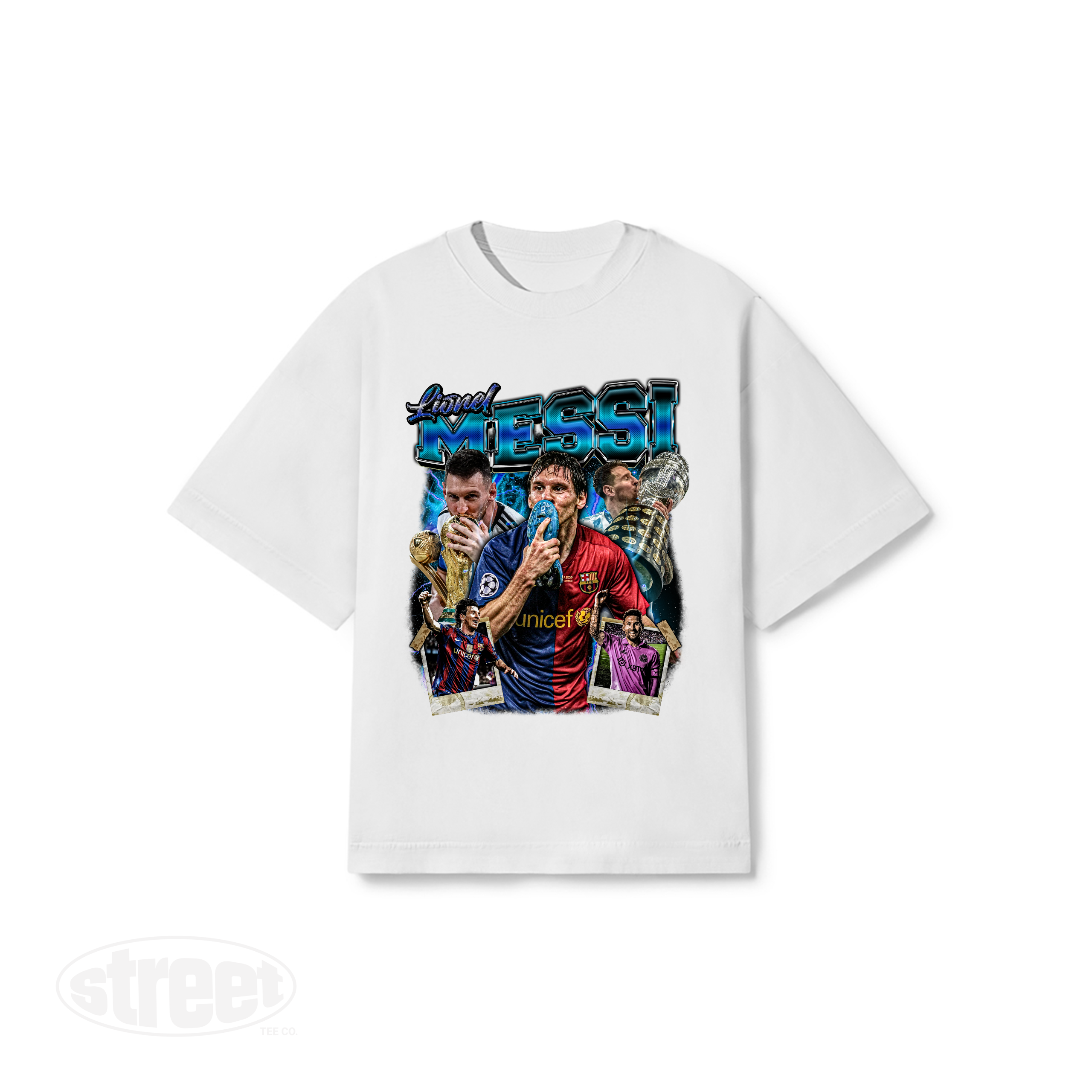 CAMISETA BOXY OVERSIZED MESSI ARGENTINA PREMIUM BOOTLEG
