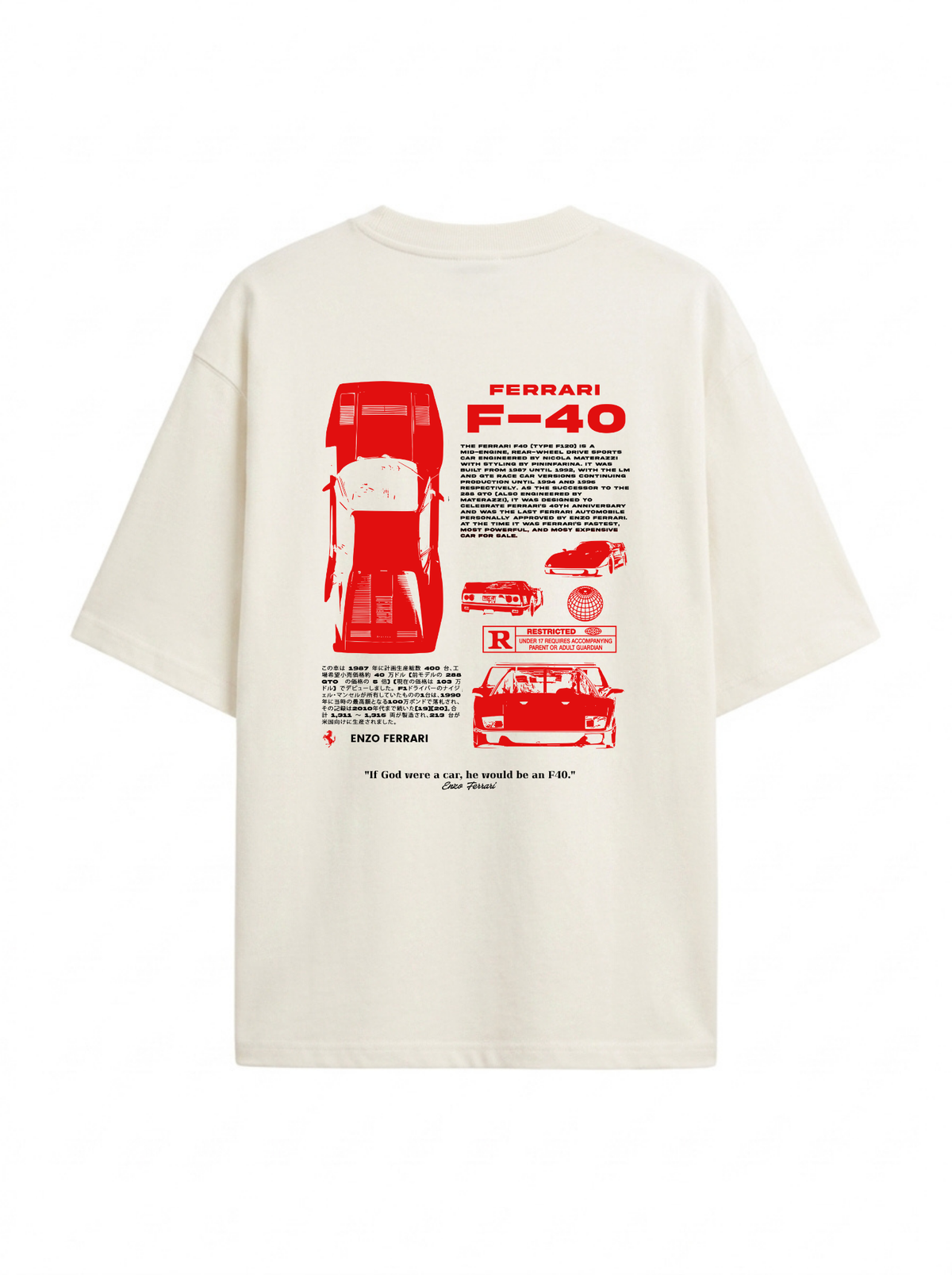 CAMISETA COTTONFLEX CARRO F40 F1 RACING