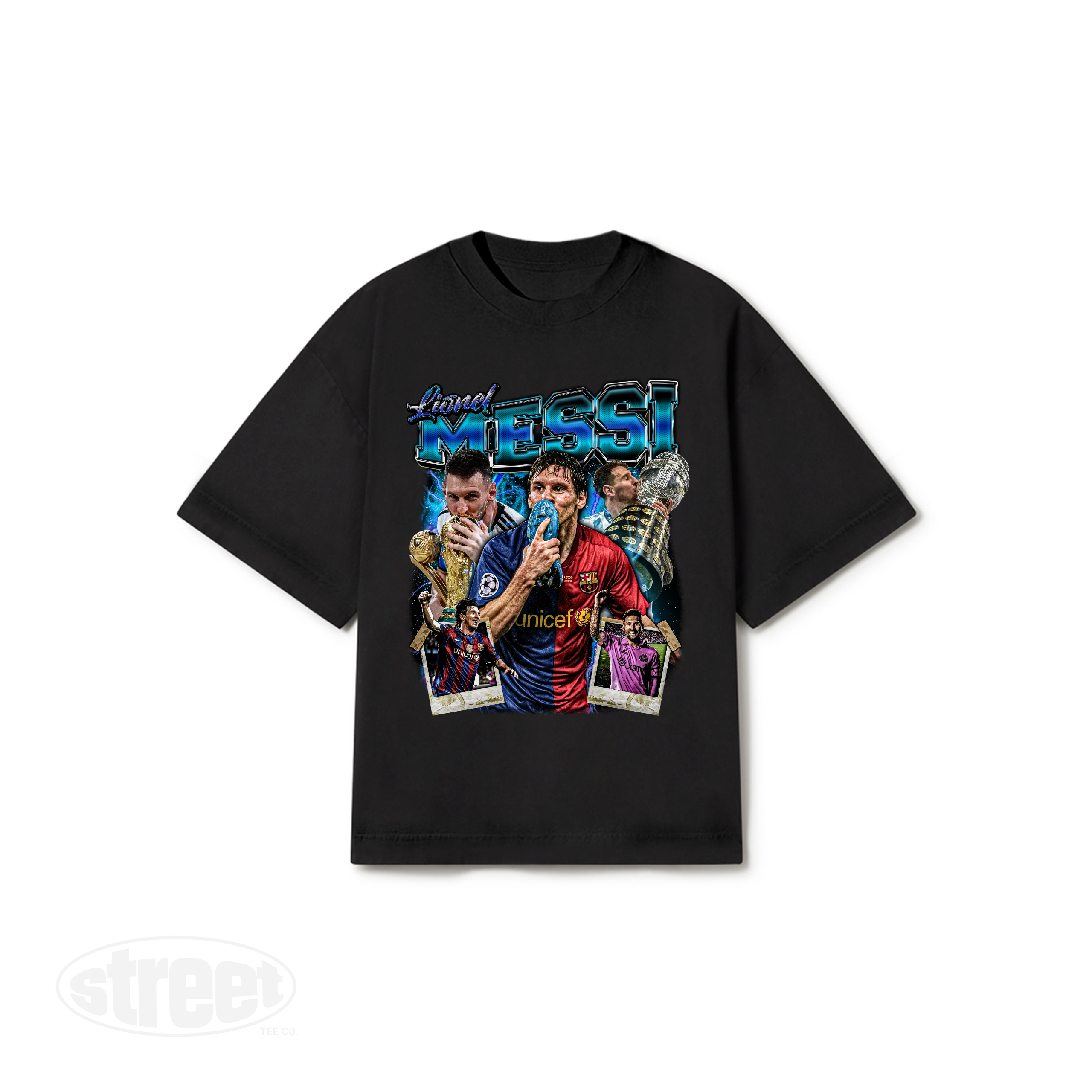 CAMISETA BOXY OVERSIZED MESSI ARGENTINA PREMIUM BOOTLEG